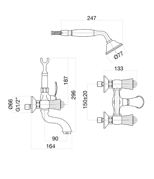Смеситель для ванны Fiore VENERE SKY (SWAROVSKI®) 13OO0600, золото. Фото 2