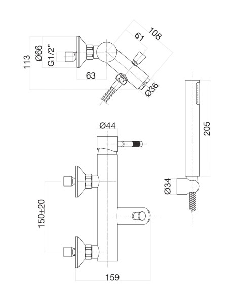 Смеситель для ванны Fiore XENON 44CR5150, хром. Фото 2