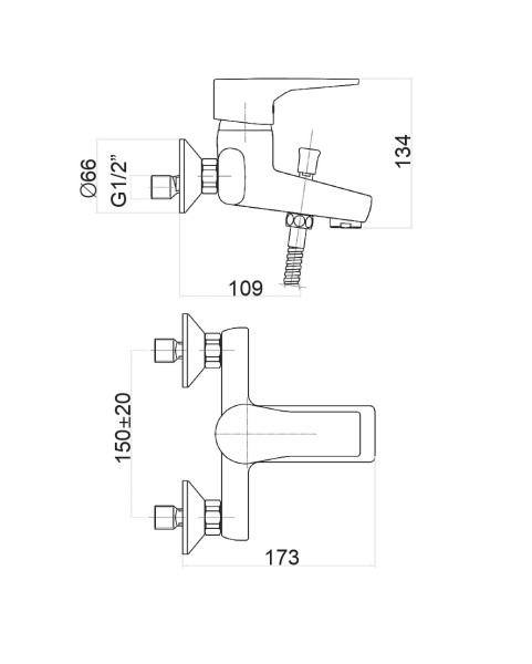 Смеситель для ванны Fiore XO 73CR7302, хром. Фото 2