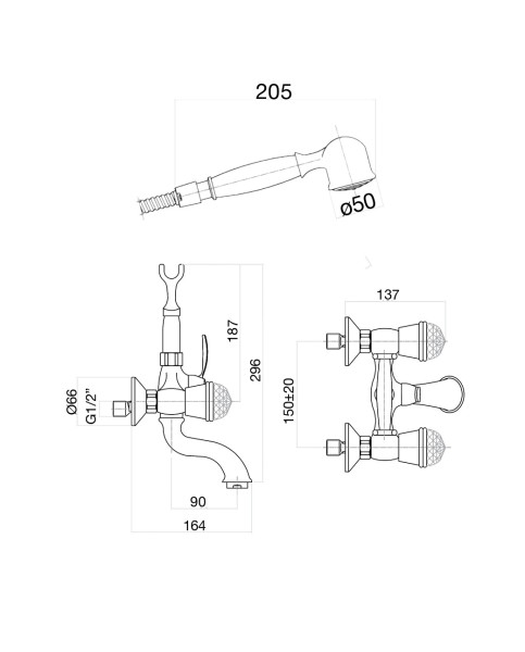 Смеситель для ванны Fiore XT SKY (SWAROVSKI®) 17CO0610, хром/золото. Фото 2
