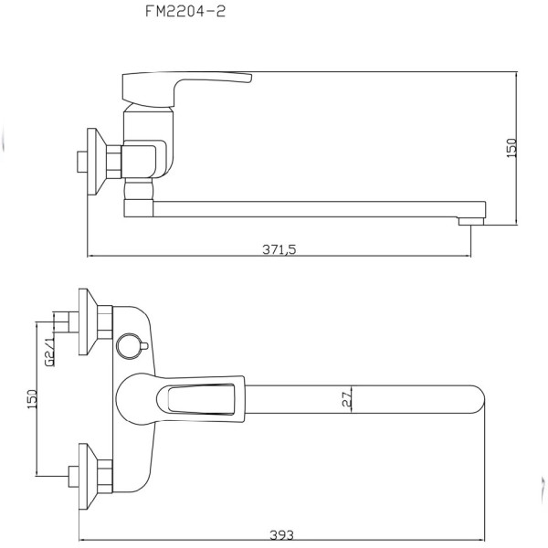 Смеситель для ванны Fmark FM2204-2, хром. Фото 2