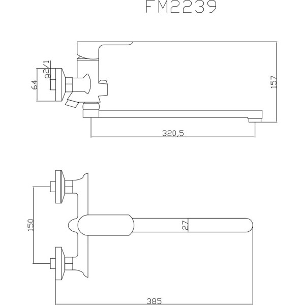 Смеситель для ванны Fmark FM2239, хром. Фото 2