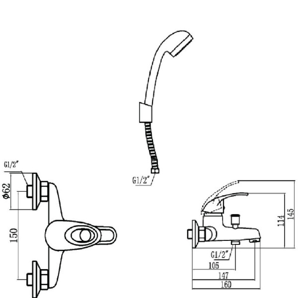 Смеситель для ванны Fmark FM3203, хром. Фото 2