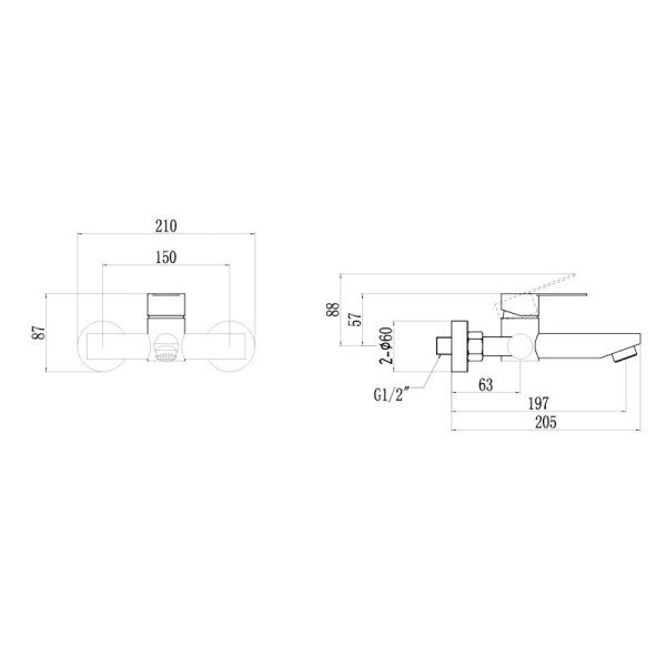 Смеситель для ванны Fmark FS8202H, черный. Фото 2