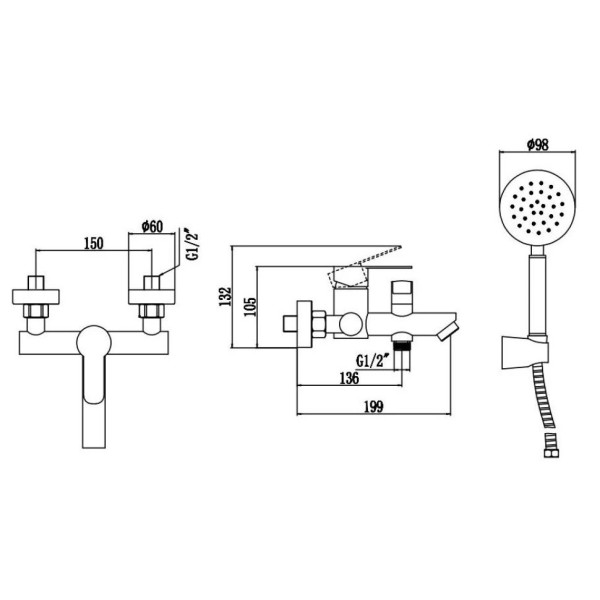 Смеситель для ванны Fmark FS8204H, черный. Фото 2