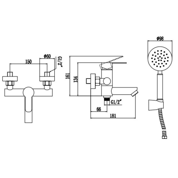 Смеситель для ванны Fmark FS8304H, черный. Фото 2