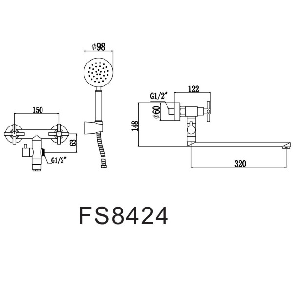 Смеситель для ванны Fmark FS8424, сатин. Фото 2