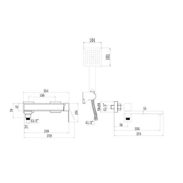 Смеситель для ванны Fmark FS8724-22H, черный. Фото 2