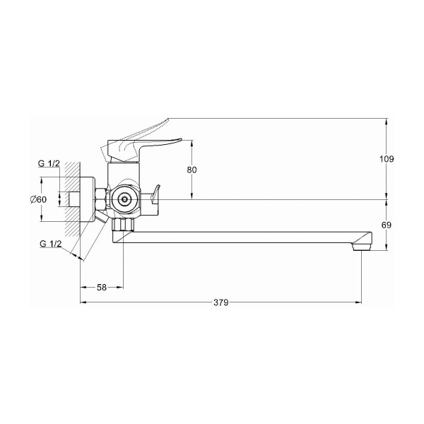 Смеситель для ванны G.Lauf GOB7-A134, хром. Фото 2