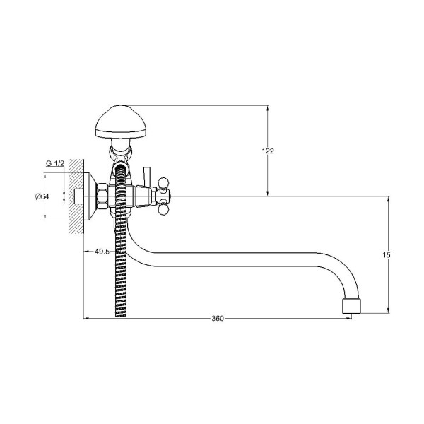 Смеситель для ванны G.Lauf JMX7-A605, хром. Фото 2