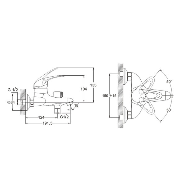 Смеситель для ванны G.Lauf KLO3-A048, хром. Фото 2