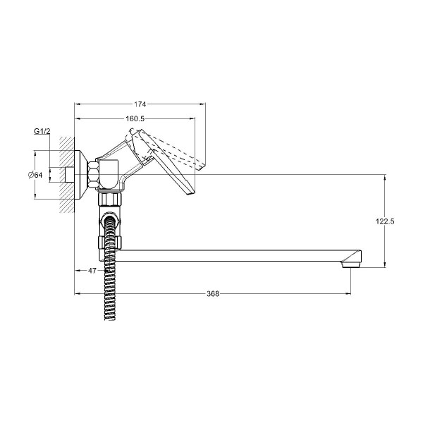 Смеситель для ванны G.Lauf LOF6-A033, хром. Фото 2