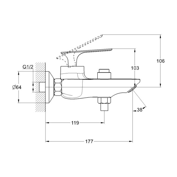 Смеситель для ванны G.Lauf LOT3-A010, хром. Фото 2