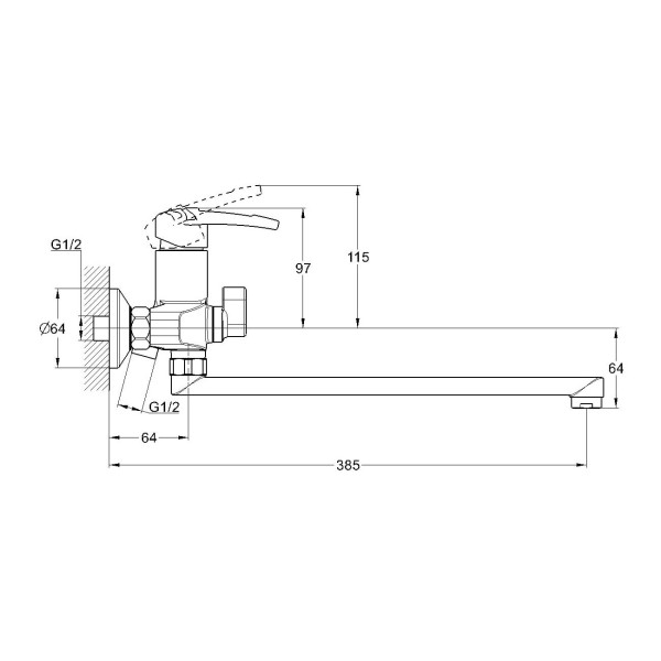 Смеситель для ванны G.Lauf LWF7-A113, хром. Фото 2
