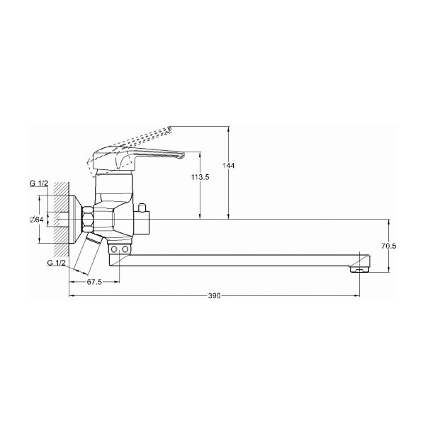Смеситель для ванны G.Lauf LWZ7-A182, хром. Фото 2
