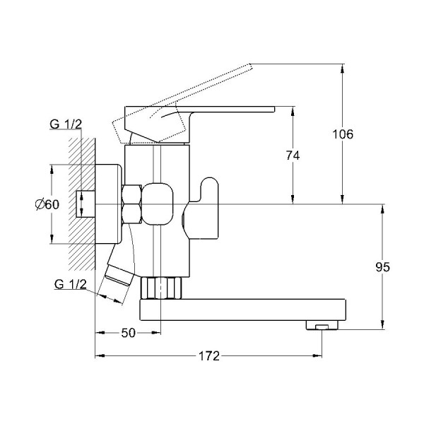 Смеситель для ванны G.Lauf NOB3-A128, хром. Фото 2