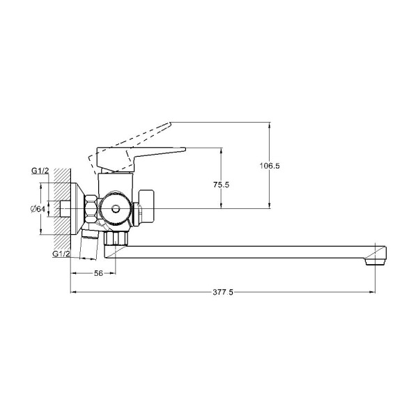 Смеситель для ванны G.Lauf NUD7-A146, хром. Фото 2