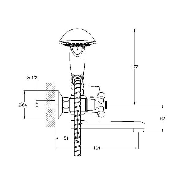 Смеситель для ванны G.Lauf QML3-A827, хром. Фото 2