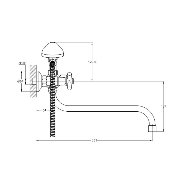 Смеситель для ванны G.Lauf QMT7-A827, хром. Фото 2