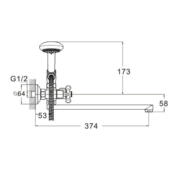 Смеситель для ванны G.Lauf QST7-A827, хром. Фото 2