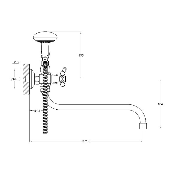 Смеситель для ванны G.Lauf QTZ7-B827, хром. Фото 2