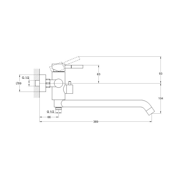 Смеситель для ванны G.Lauf ZAP7-A090, нержавеющая сталь. Фото 2