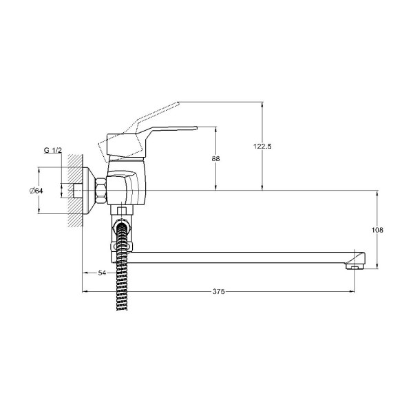 Смеситель для ванны G.Lauf ZDN6-A183, хром. Фото 2