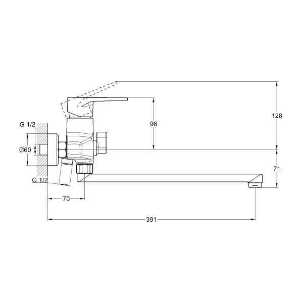 Смеситель для ванны G.Lauf ZIG7-A166, хром. Фото 2