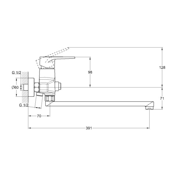 Смеситель для ванны G.Lauf ZIG7-B166, хром. Фото 2