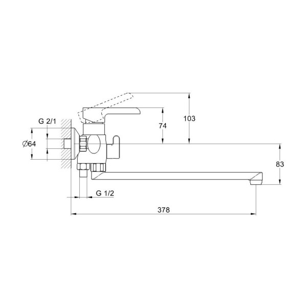 Смеситель для ванны G.Lauf ZOK7-A036YB, хром/черный. Фото 2