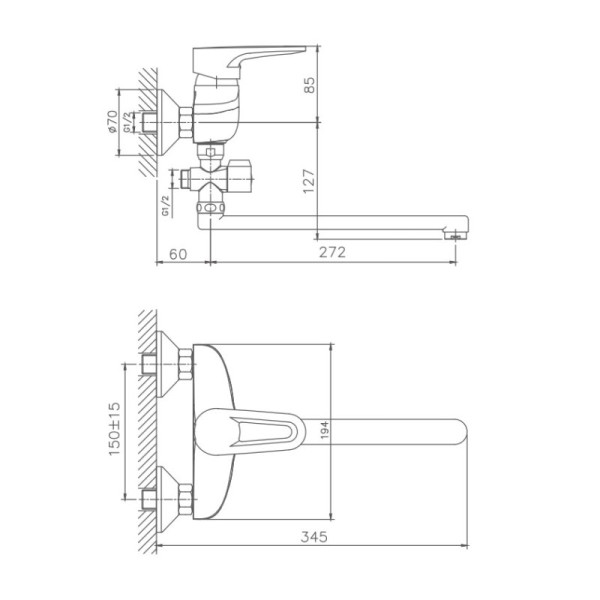 Смеситель для ванны Haiba HB2168, хром. Фото 2