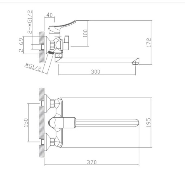 Смеситель для ванны Haiba HB22553, хром. Фото 2