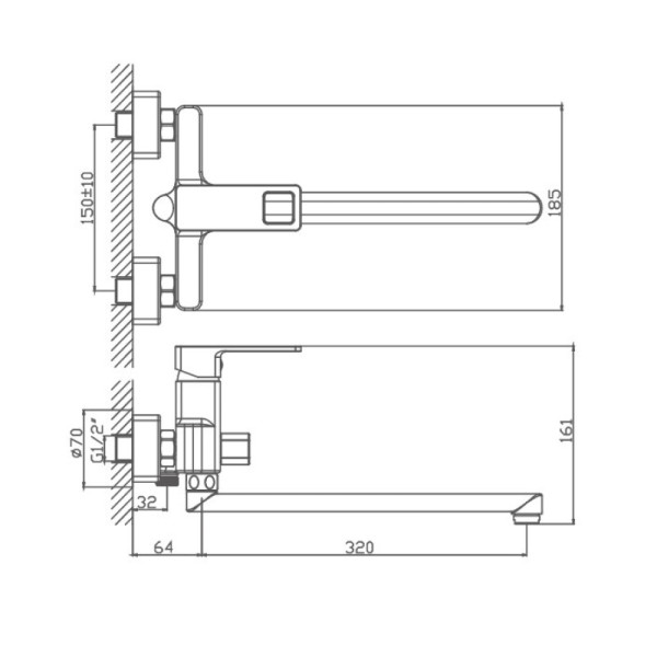 Смеситель для ванны Haiba HB22615, хром. Фото 2