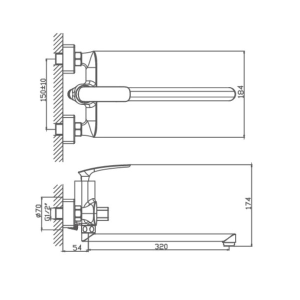 Смеситель для ванны Haiba HB22616, хром. Фото 2