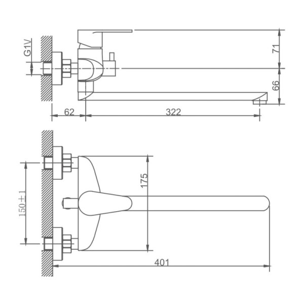 Смеситель для ванны Haiba HB22801-2, сталь. Фото 2