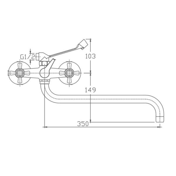 Смеситель для ванны Haiba HB2618, хром. Фото 2