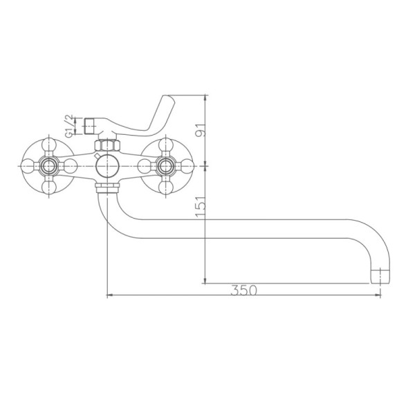 Смеситель для ванны Haiba HB2619-5, сатин. Фото 2