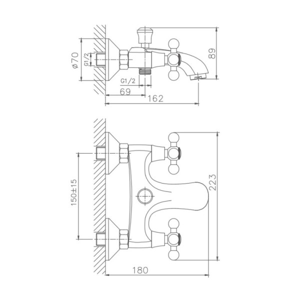 Смеситель для ванны Haiba HB3119-4, бронза. Фото 2