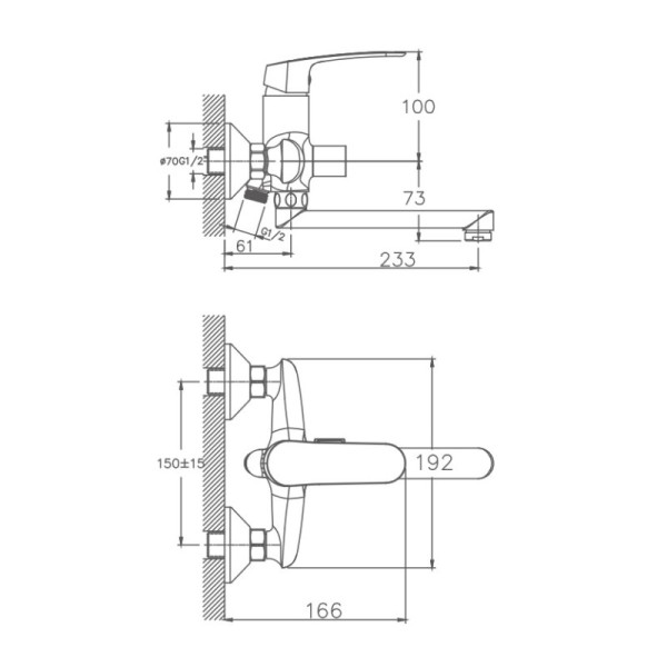 Смеситель для ванны Haiba HB60183, хром. Фото 2
