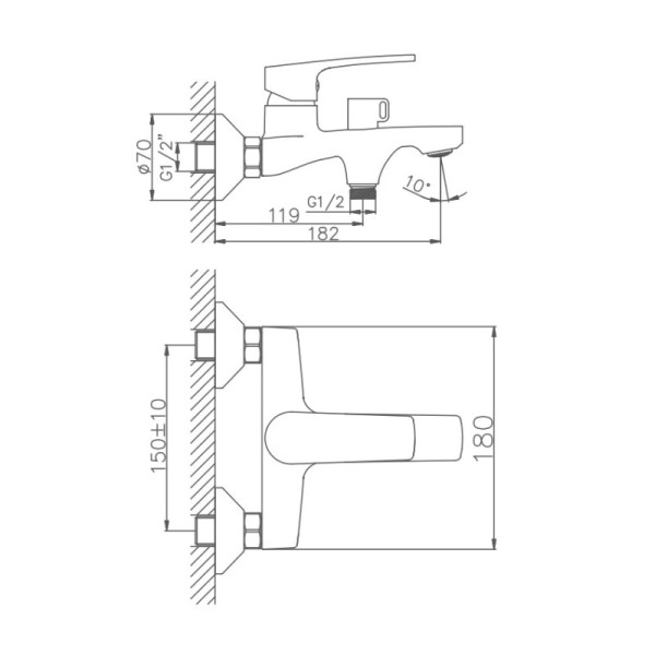 Смеситель для ванны Haiba HB60587, хром. Фото 2