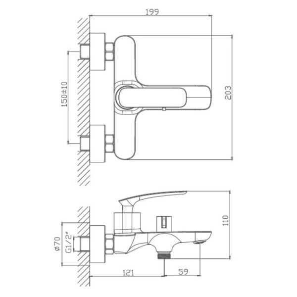 Смеситель для ванны Haiba HB60616, хром. Фото 2