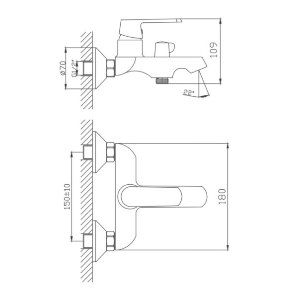 Смеситель для ванны Haiba HB60804, белый. Фото 2