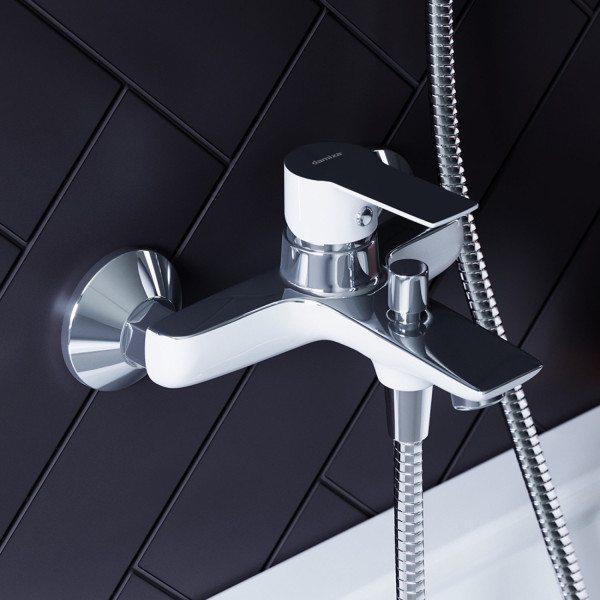 Смеситель для ванны и душа, белый. Фото 1