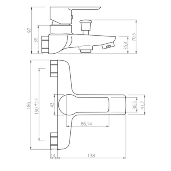 Смеситель для ванны и душа, белый. Фото 4