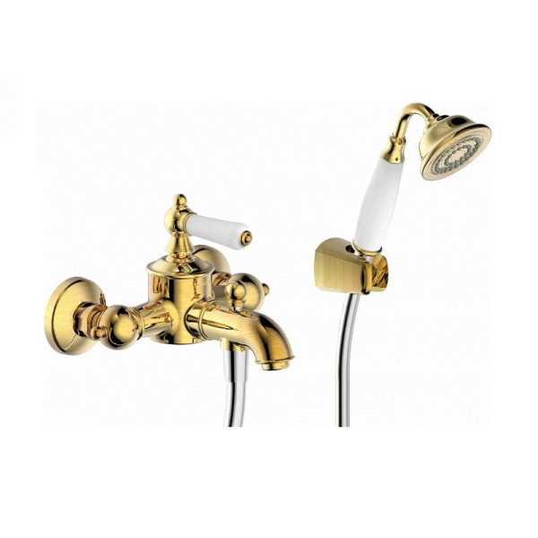 Смеситель для ванны и душа Bravat ART, с коротким изливом и лейкой, бронза (F675109U-B1-RUS). Фото 1