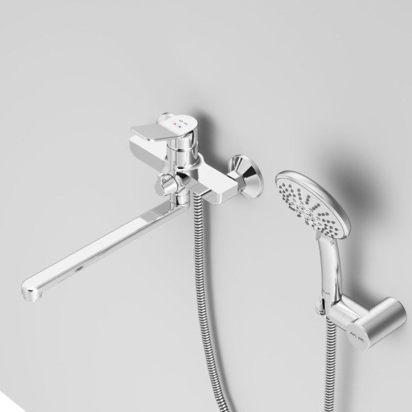 Смеситель для ванны и душа излив 300 мм, душевой набор, хром,. Фото 3