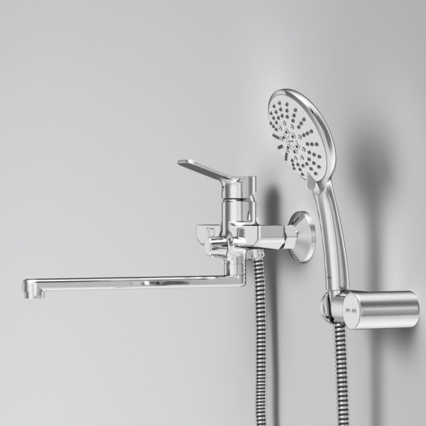 Смеситель для ванны и душа излив 300 мм, душевой набор, хром,. Фото 5