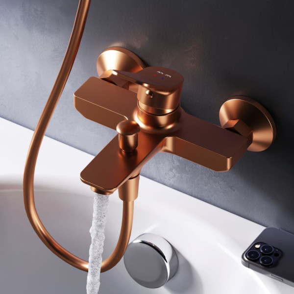 Смеситель для ванны и душа, розовое золото. Фото 2