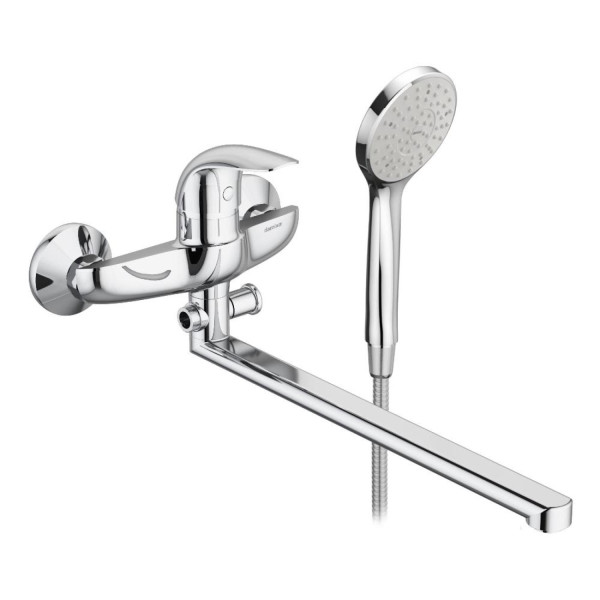 Смеситель для ванны и душа с длинным изливом и душевым комплектом. Фото 3