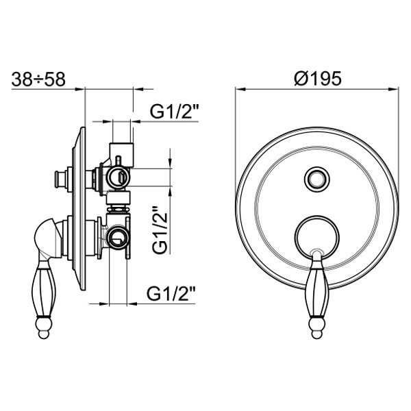 Смеситель для ванны и душа Webert Alexandra AL860101017. Фото 2
